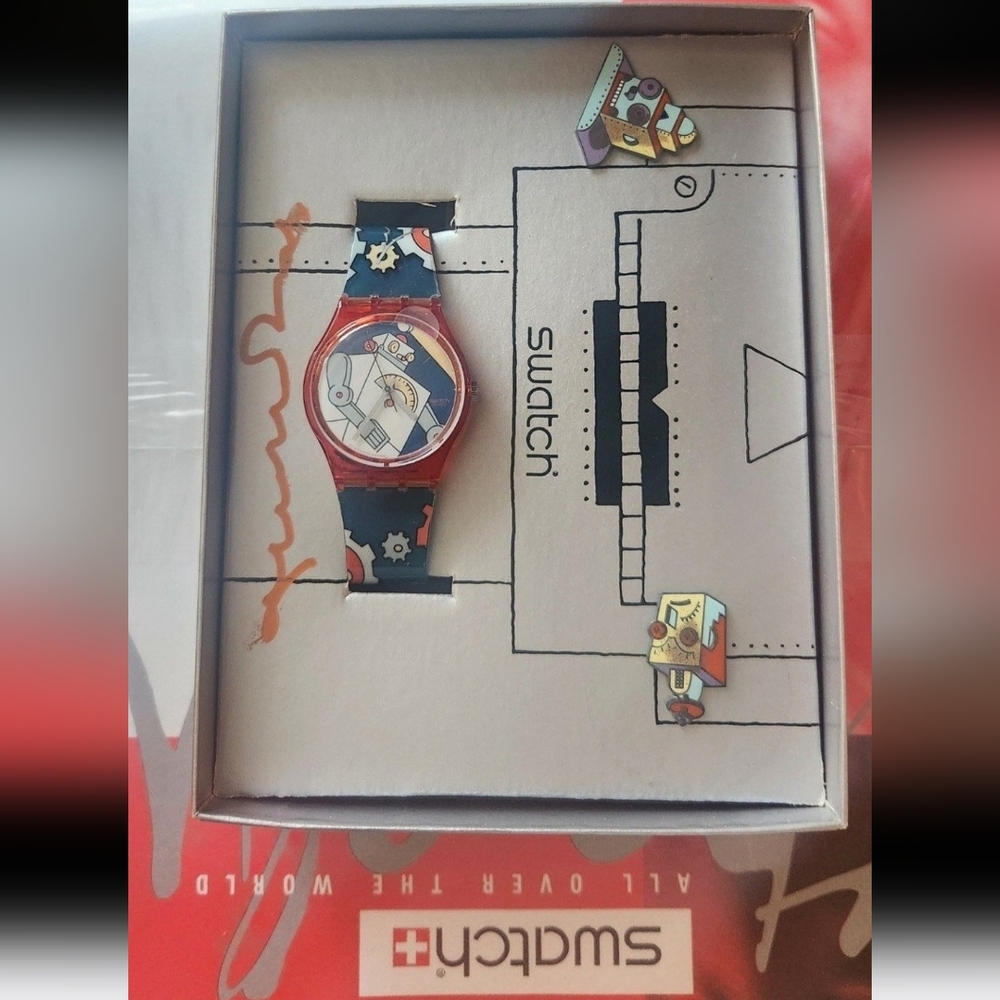 Swatch Watch ROBOBOY GR135PACK Steve Guarnaccia Box HAND SIGNED AUTOGRAPH NOS - Picture 2 of 14